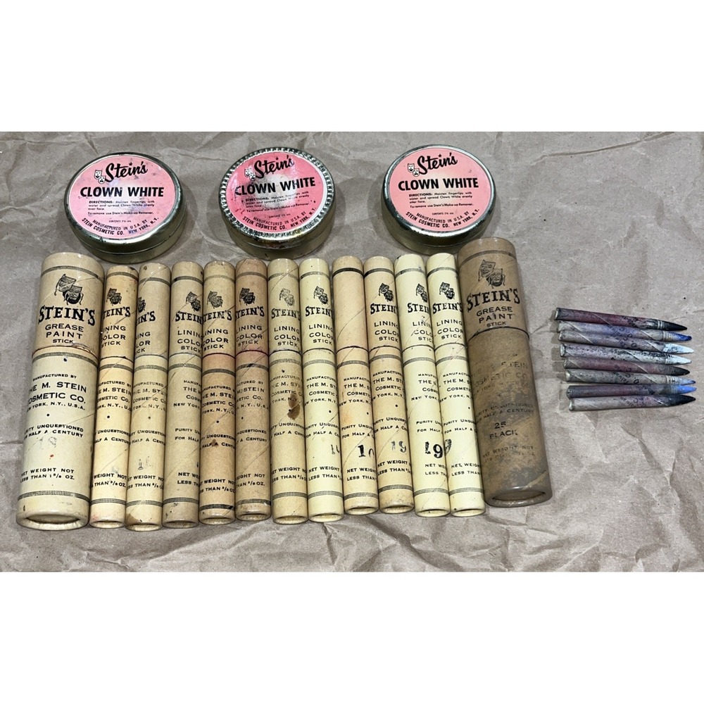 VTG 1930s Lot Of 16 Stein's Theatrical Makeup Various Grease Paint Lining Stick